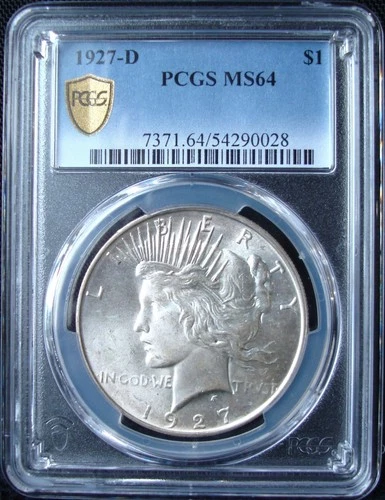 1927-D Peace Silver Dollar - PCGS MS 64 - Gold Shield