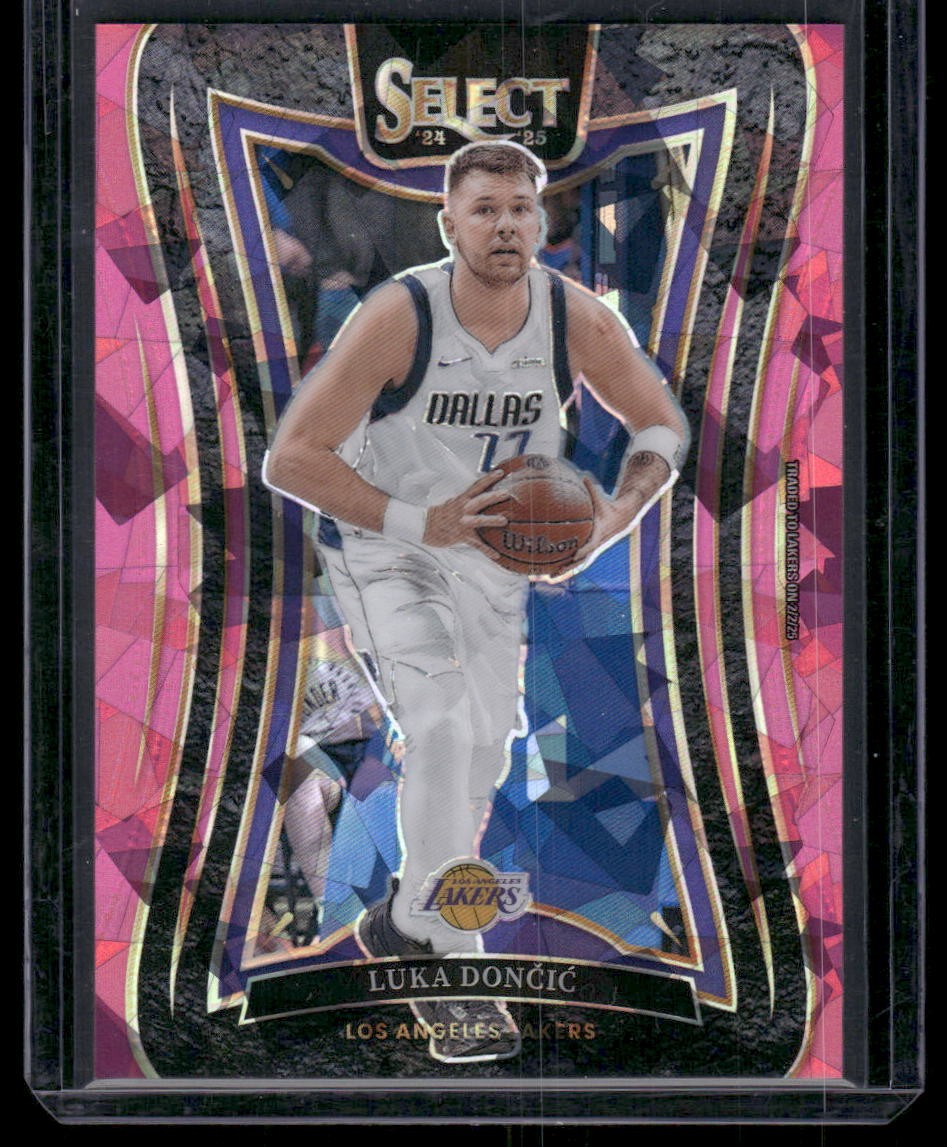 2024-25 Panini Select #347 Luka Doncic Pink Cracked Ice Prizm #/99