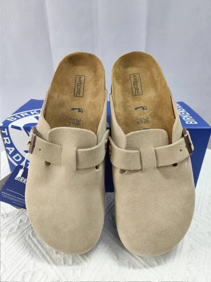Birkenstock Boston Suede Leather Clogs Sand Beige Unisex  All Sizes Original - Image 3 of 4