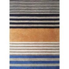 Hand Tufted Wool Striped Area Rug - Modern Neutral Rug for Living Room