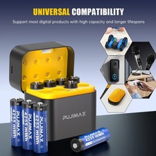 8 PCS 4255mWh 1.5V AA Rechargeable Lithium Battery with Battery Charger Box