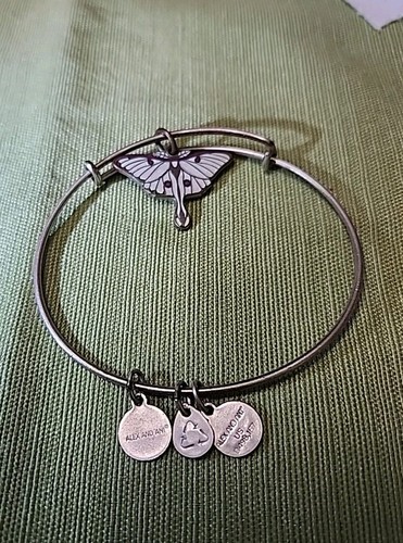 Alex und Ani glänzend Splitter Ton Farbe Infusion Luna Motte Charm Armreif Armband