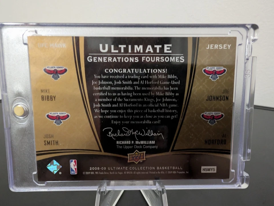 Atlanta Hawks 2008-09 UD Ultimate Collection Quad Jersey Bibby Joe Johnson + /35 - Image 2 of 2