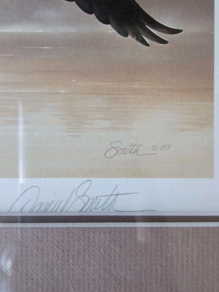 1987 Signed framed art including Snow Goose Stamp Daniel Smith - Image 4 of 4