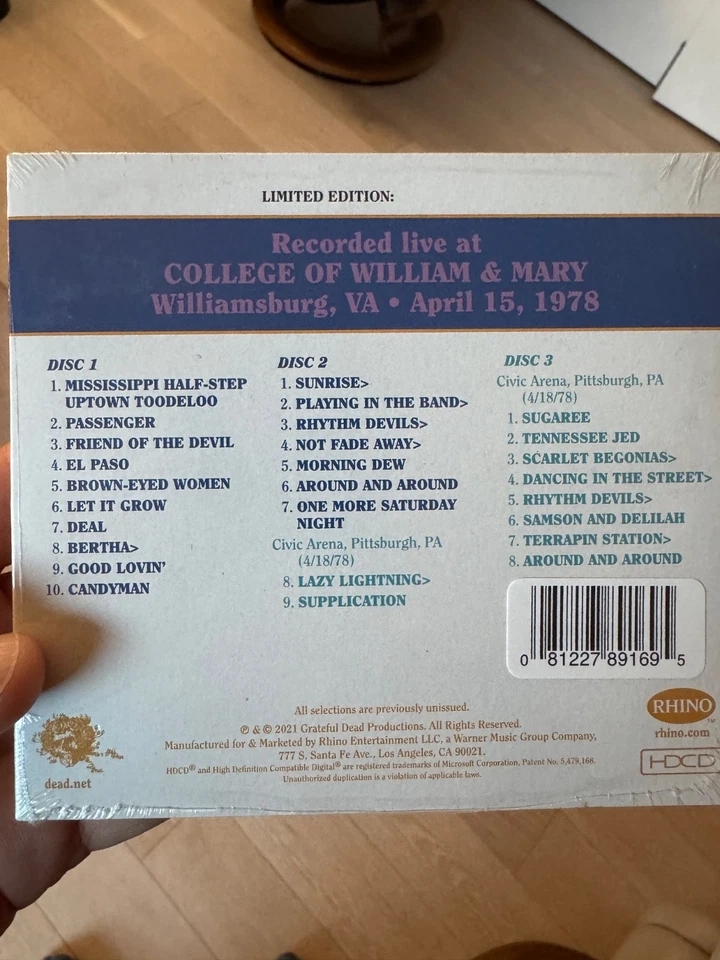 Grateful Dead Dave's Picks Vol 37 William & Mary VA 4/15/78 [BRAND NEW SEALED] - Image 3 of 4