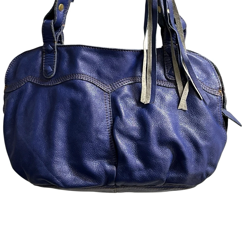 Bolso de Hombro Vintage Lucky Y2K Cuero Azul Cartera Flecos Boho Hippie Festival Foto 2 de 4