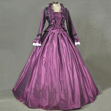Purple Rococo Victorian Ball Gown Long Sleeve Historical Dress Custom Made