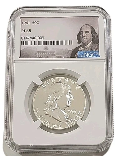 1961 NGC PF68 Silver Proof Franklin Half Dollar 50c BLAST WHITE