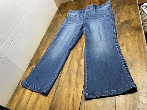 Spanx Cropped Flare Pull On Blue Jeggings High Rise Pulse Size 1X Petite