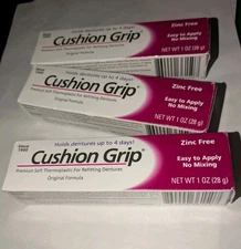 Cushion Grip Soft Thermoplastic Denture Adhesive 1 Oz - Pack of 3