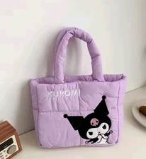 Kuromi Plush Style Purple Shoulder Bag Reusable