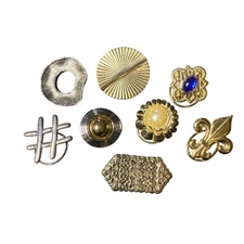 Vintage Scarf Slide Clips Lot Gold Silver Tone Embellished Lapel Pin Set of 7