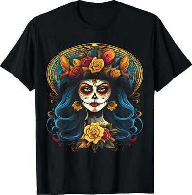 NEW LIMITED! De Los Muertos La Catrina Day of the Dead Sugar Tee - MADE IN USA