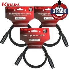 3-PACK Kirlin 3FT XLR M to XLR F 20AWG Microphone Cable Black MPC-270 PB-03/BK