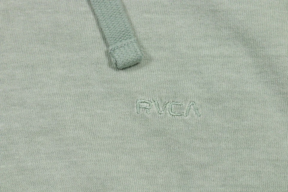 RVCA Hoodie Mens Medium Green Slim Fit Lightweight Long Sleeve Kangaroo Pocket - Image 3 of 4
