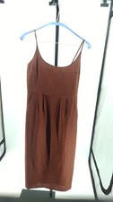 Quince Women 100% European Linen Scoop Neck Midi Dress Chocolate S
