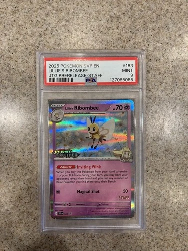 PSA 9 Lillie’s Ribombee SVP EN 183 Journey Together Prerelease Staff Promo