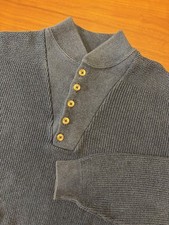 Vintage LL Bean Sweater Mens XL Blue Henley Heavy Fisherman Pullover Made In USA