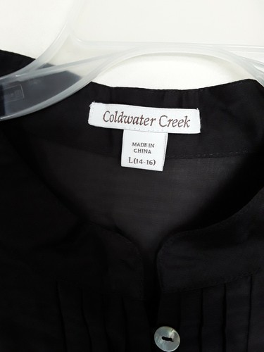 COLDWATER CREEK Womens Brown Silk Cotton Lightweight Dress Embroidered Hem Sz L - Picture 2 of 4