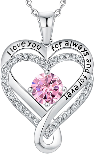 Jewelry for Women Wife Infinity Heart Birthstone I Love You Necklace Anniversary