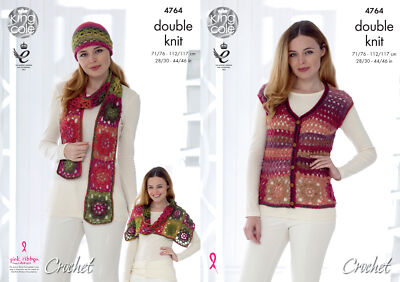 Häkelanleitung Damen Weste Mütze Schal & Schulter Halstuch King Cole DK 4764