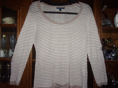 Boden. NEW. Attractive Pure Linen Beige & Ecru Striped Light Jumper. UK 12 - Picture 2 of 21