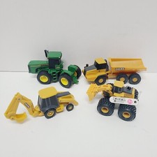 Lot of 4 ERTL John Deere Toy Construction Die Cast Plastic Yellow Green