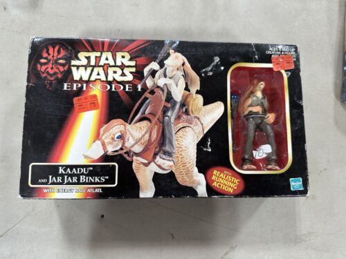 Star Wars Episode 1 Kaadu und Jar Jar Binks mit Energy Ball Atlatl, Neu in OVP D46
