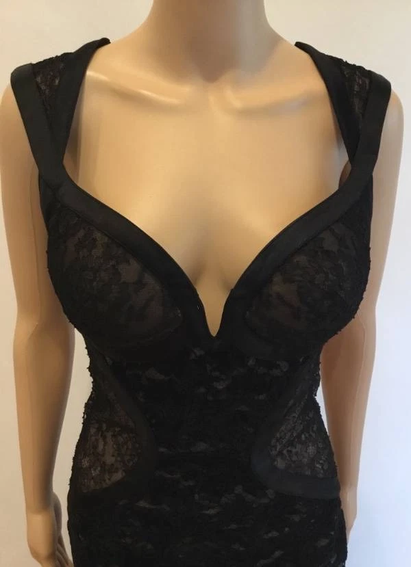 ABITO VERSACE FW 2005 RUNWAY TRASPARENTE IN PIZZO TAGLIA IT 42