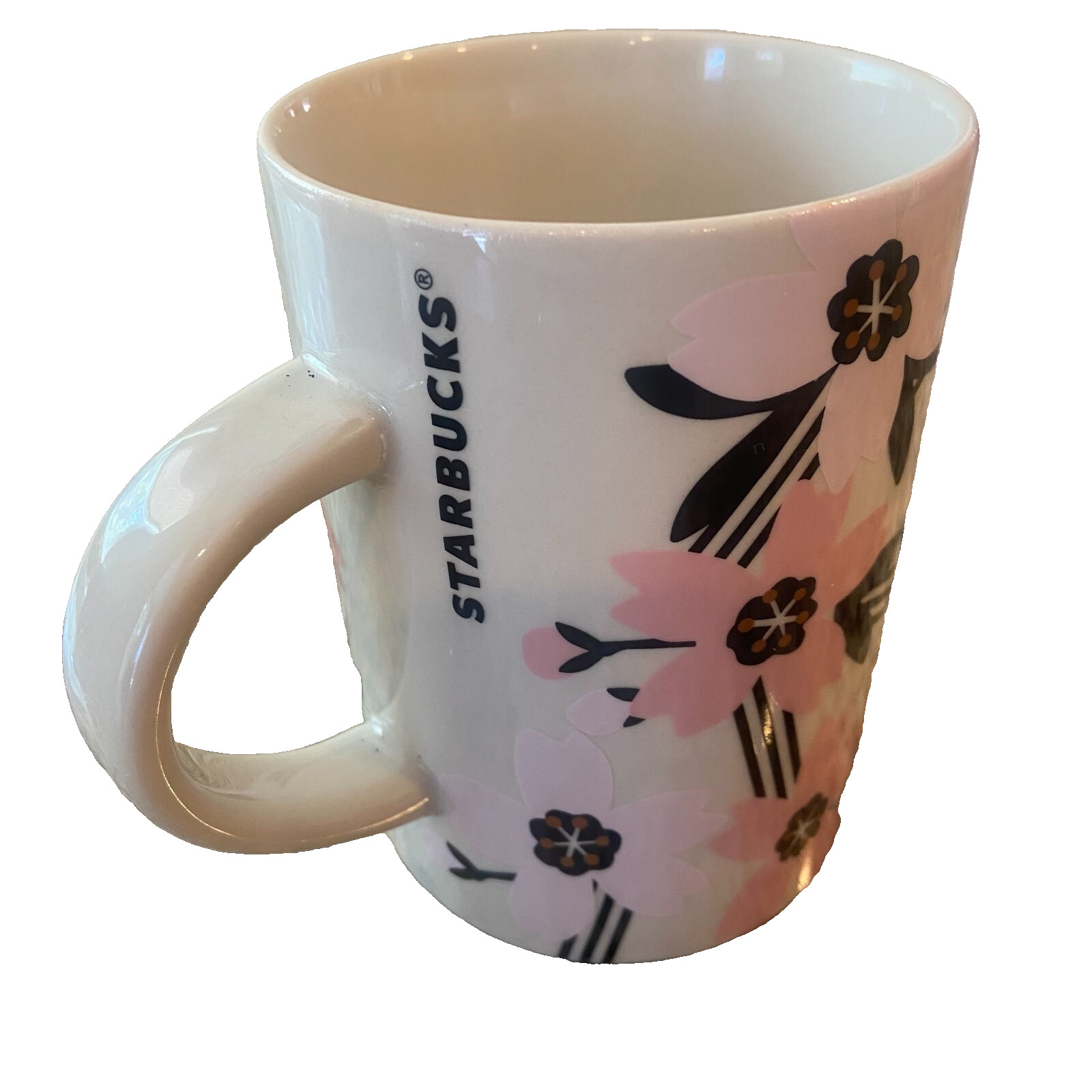 Starbucks 2017 Cherry Blossom 12 oz. Coffee Mug Pink Black F