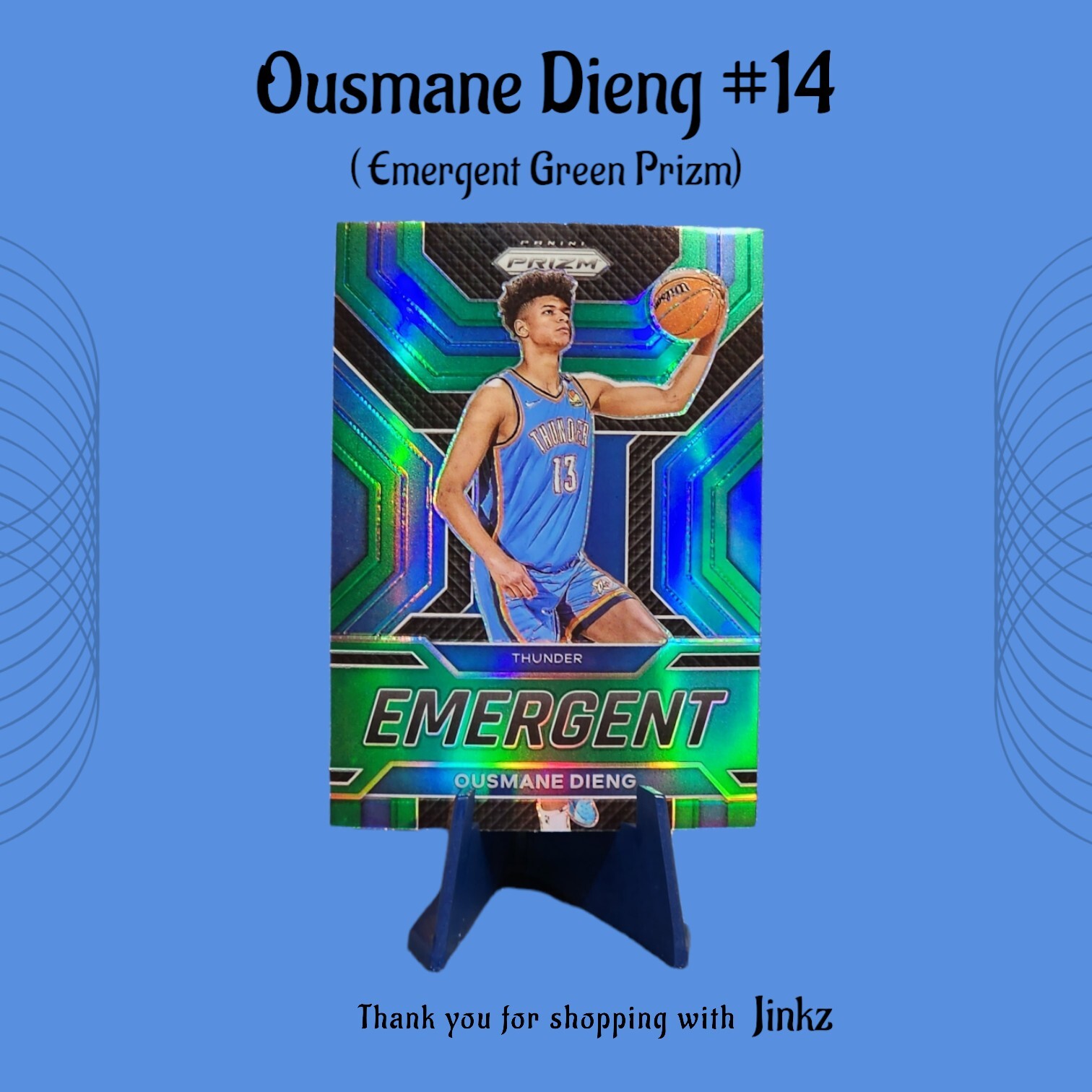 Ousmane Dieng #14 RC - Emergent Green Prizm SP ROOKIE CARD - 2022-23 Prizm Jinkz