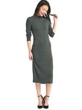 Gap Women's Olive Striped Cozy Modal Long Sleeve Dress Size M (141A3)