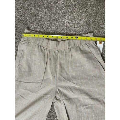 NWT Land'n Sea Linen Coastal Beachy Elastic Waist Pocket Striped Capri Cream M - Picture 9 of 9