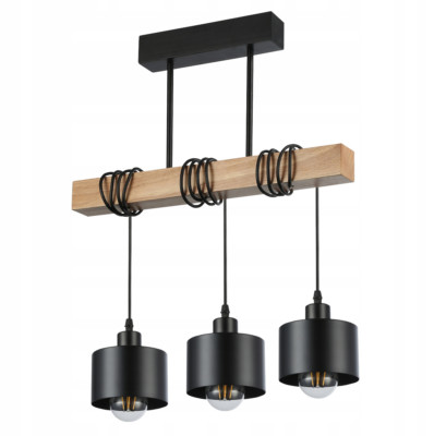 Deckenleuchte Leuchte Holz, schwarz, 3 Lichtquellen