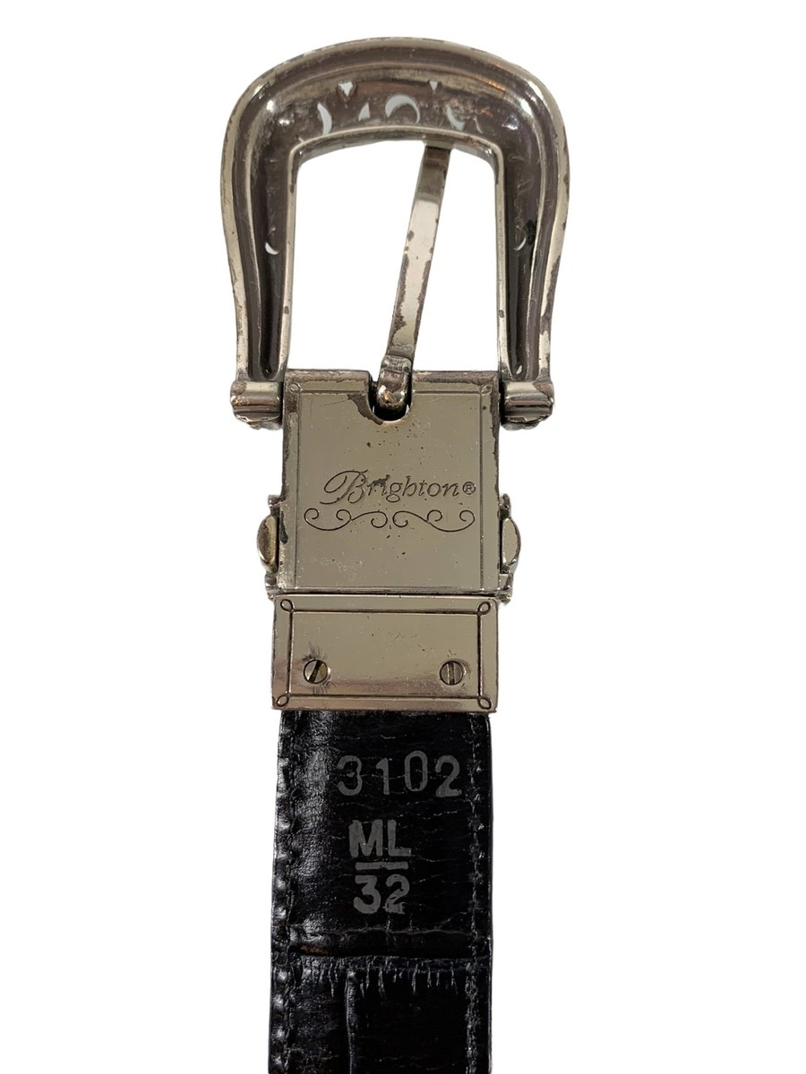 BRIGHTON Black and Tan Croc Embossed Leather Reversible Belt  display picture 2