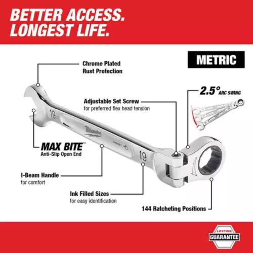 Milwaukee 48-22-9513 Juego de llaves de cabeza flexible métrica de 15 piezas - Imagen 3 de 5