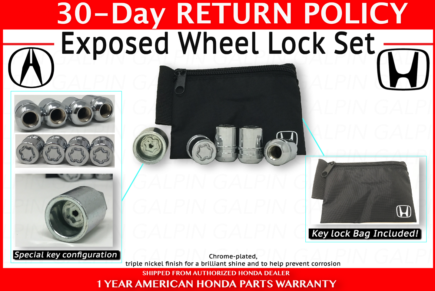 2003 2008 Honda PILOT SUV Genuine OEM Exposed Wheel Lock Set (08W42
