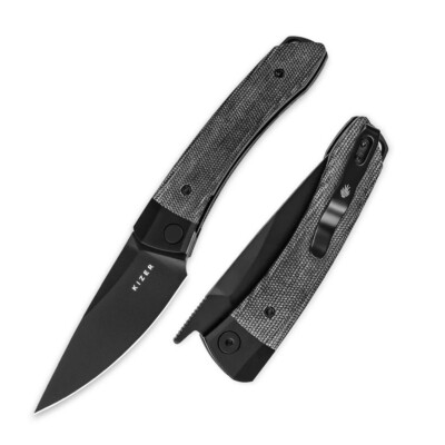 KIV3663C2 Kizer Mini Momo Black Drop Point Blade 154CM Micarta & Aluminum Handle