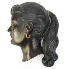 Keramik Maske Wandmaske Frau M&auml;dchen Vintage Rockabilly Pottery Wall Mask 50s ++