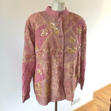 Indigo Moon Jacket With Sequins Oyster Pink/cream/gold 2xl Plus