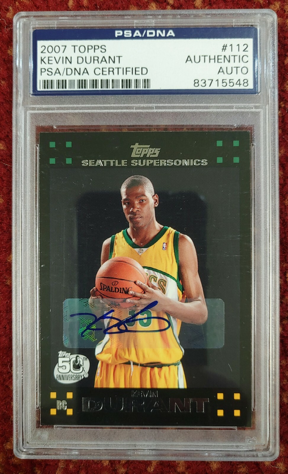 2007-2008 Topps Kevin Durant RC Rookie Autograph Mint PSA/DNA Auto #112