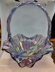 NOS FENTON Iridized Violet Ribbed 2000 Springtime 8.5" BASKET 6630 OQ