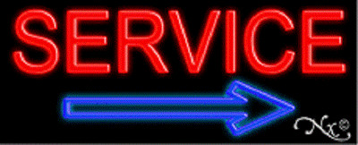 BRAND NEW ''SERVICE'' 32x13 W/ARROW REAL NEON SIGN w/CUSTOM OPTIONS 10624