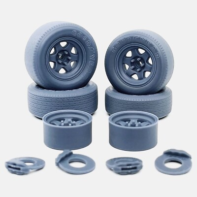 1/24 Resin 15x8 American Racing TA70 Wheels, Goodyear Blue Streak Tires