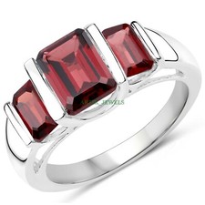 Natural Garnet Gemstone with 925 Sterling Silver Ring for Women's 4297