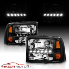 1999-2004 For Ford F250f350 Superduty Excursion Led Black Harley Headlight