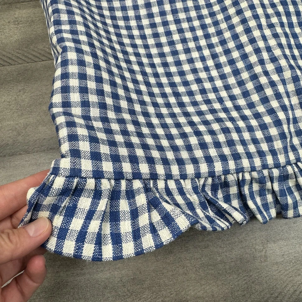 "Funda de almohada West Elm Heather Taylor Home azul a cuadros con volantes multi 14""x36"" nueva sin etiquetas" Foto 2 de 4