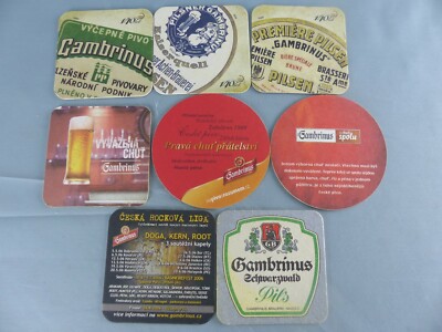 Lot of 8 different GAMBRINUS beer mats bierviltje Bierdeckel B46 SOUS BOCK