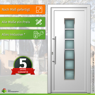Nach Maß - Kunststoff Haustür ''MILENA'' 71 mm Edelstahlapplikation Haustür