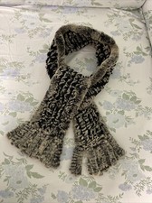 Sciarpa collo vera pelliccia cincilla' cm 120 X 12 con frangia unisex grigio